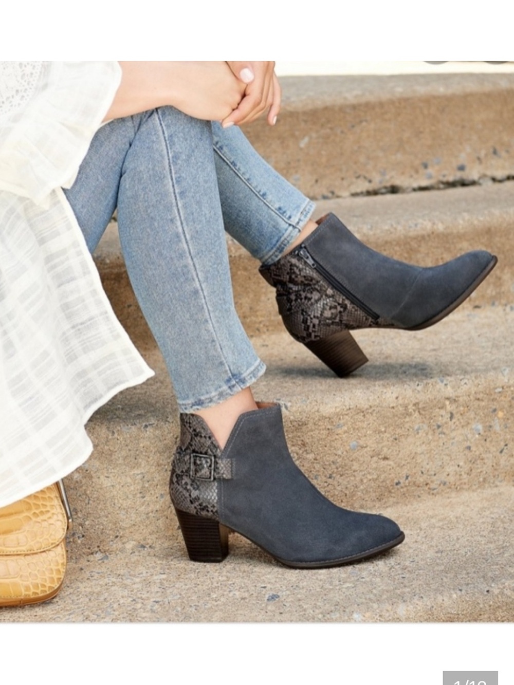 Vionic Naomi Suede Snake-Print Water-Resistance Booties Size 7.5